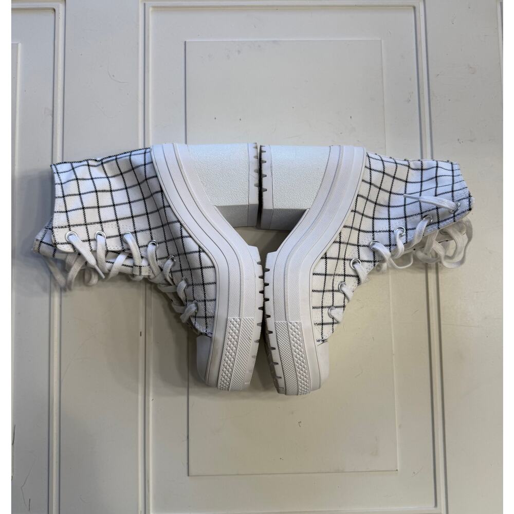 Converse Chuck 70 Sample Womens Sz 7 De Luxe Heel White Plaid Shoe Heel Boot - Picture 3 of 5